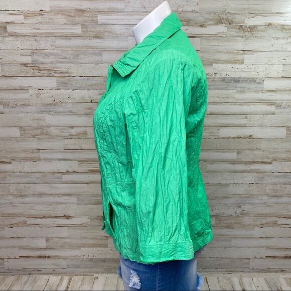 Zenergy by Chico’s Hayden Jacket Womens Size Chico's 2 or L Crinkle Green - Picture 6 of 14